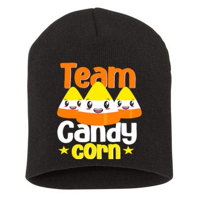 Team Candy Corn Halloween Costume Funny Short Acrylic Beanie