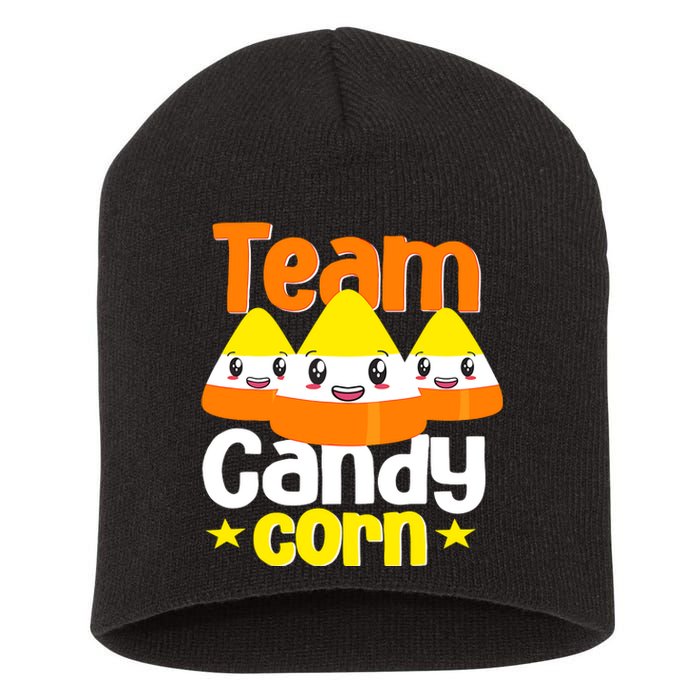 Team Candy Corn Halloween Costume Funny Short Acrylic Beanie