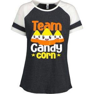 Team Candy Corn Halloween Costume Funny Enza Ladies Jersey Colorblock Tee