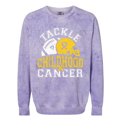 Tackle Childhood Cancer Football Childhood Cancer Awareness Colorblast Crewneck Sweatshirt