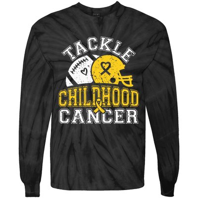 Tackle Childhood Cancer Football Childhood Cancer Awareness Tie-Dye Long Sleeve Shirt