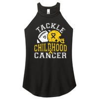 Tackle Childhood Cancer Football Childhood Cancer Awareness Women’s Perfect Tri Rocker Tank