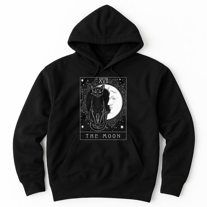 Tarot Card Crescent Moon And Cat Graphic Hoodie