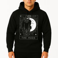 Tarot Card Crescent Moon And Cat Graphic Hoodie