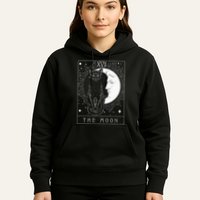 Tarot Card Crescent Moon And Cat Graphic Hoodie