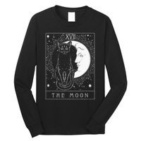 Tarot Card Crescent Moon And Cat Graphic Long Sleeve Shirt