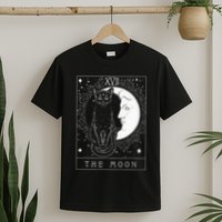 Tarot Card Crescent Moon And Cat Graphic T-Shirt