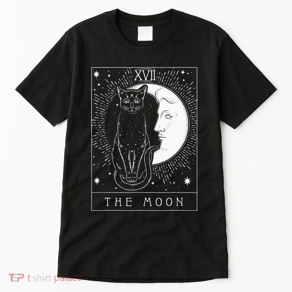 Tarot Card Crescent Moon And Cat Graphic Tall T-Shirt