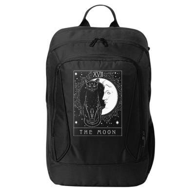 Tarot Card Crescent Moon And Cat Graphic City Backpack