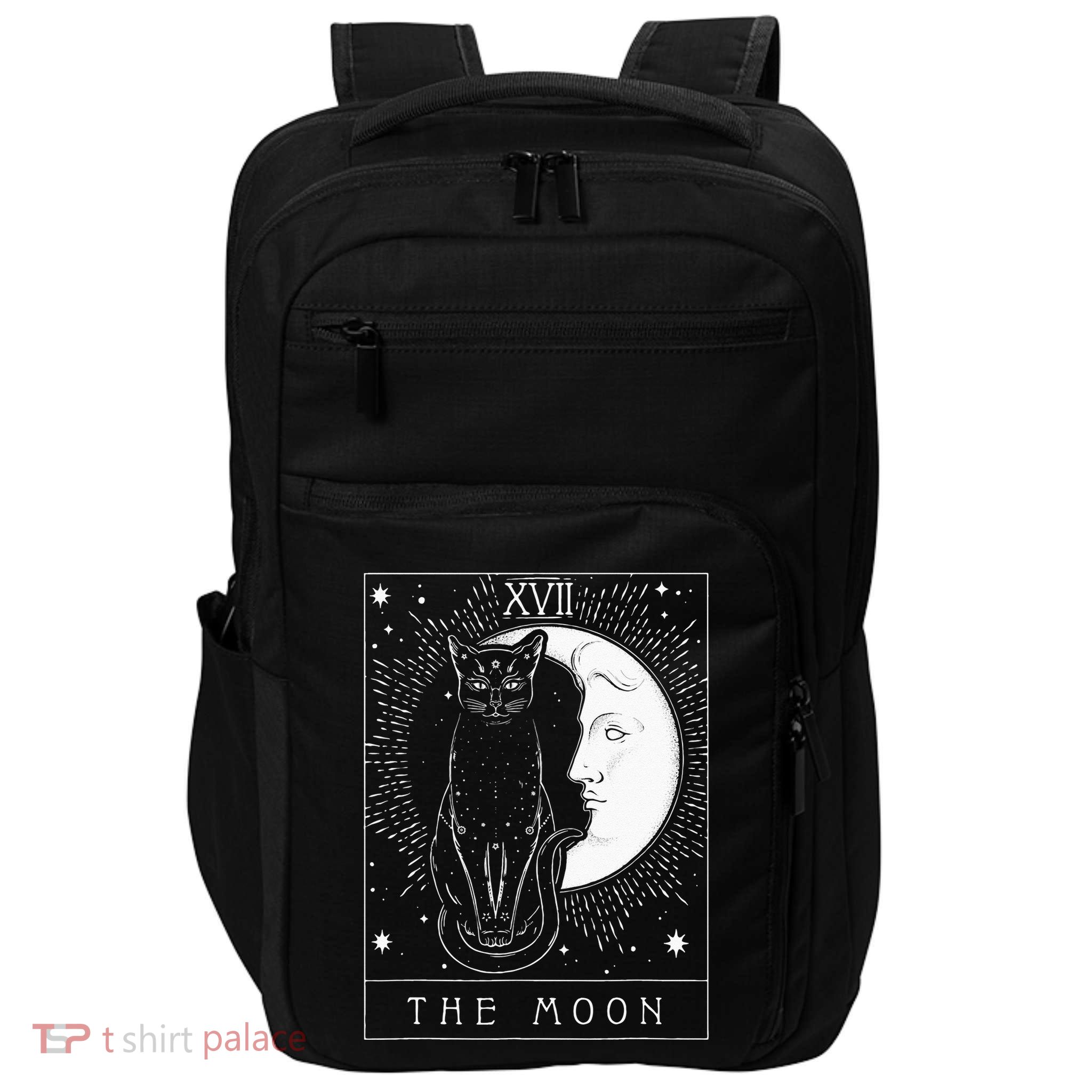 Tarot Card Crescent Moon And Cat Graphic Impact Tech Backpack