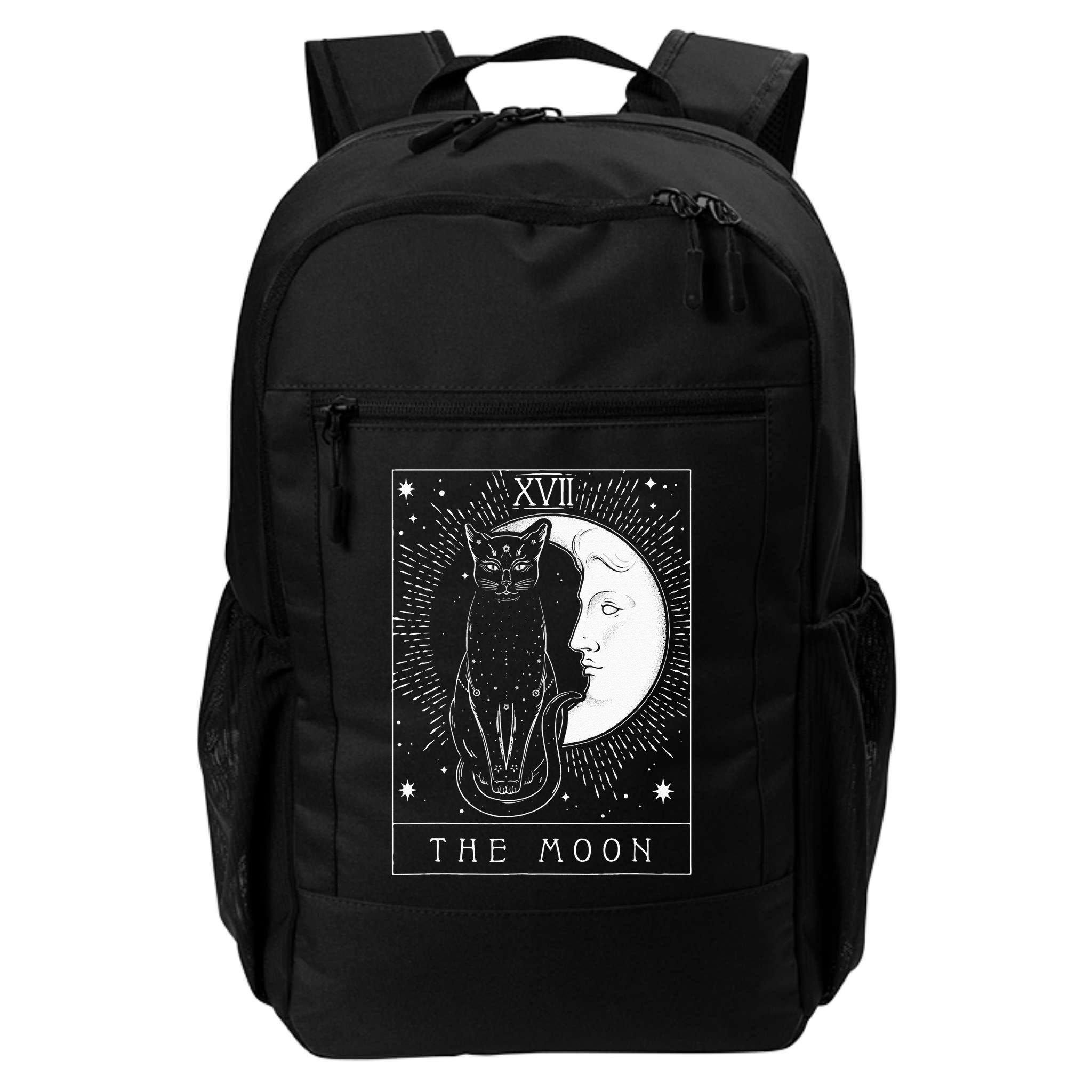 Tarot Card Crescent Moon And Cat Graphic Backpack
