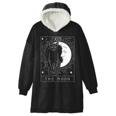 Tarot Card Crescent Moon And Cat Graphic Hooded Wearable Blanket