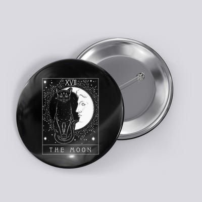 Tarot Card Crescent Moon And Cat Graphic Button
