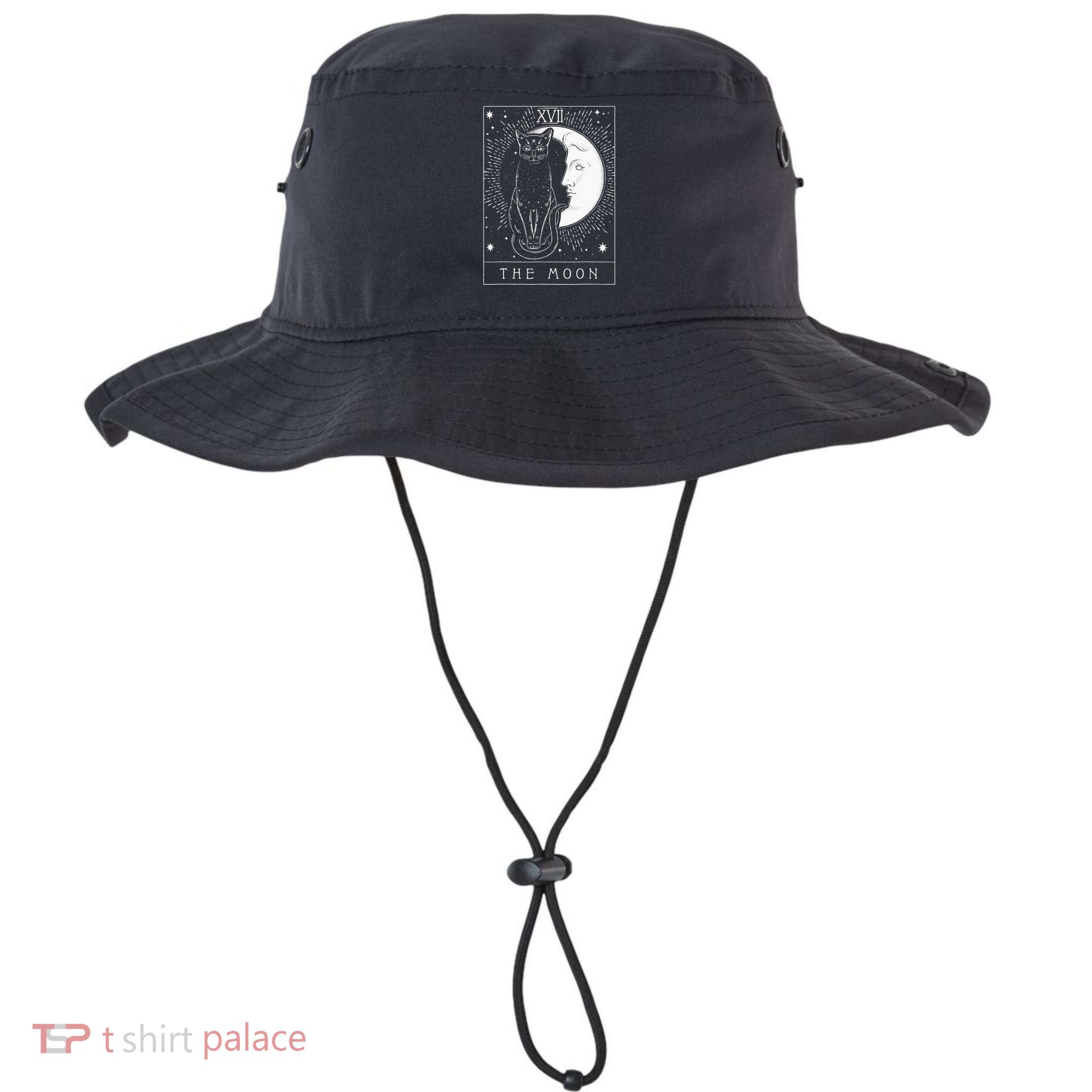 Tarot Card Crescent Moon And Cat Graphic Bucket Hat