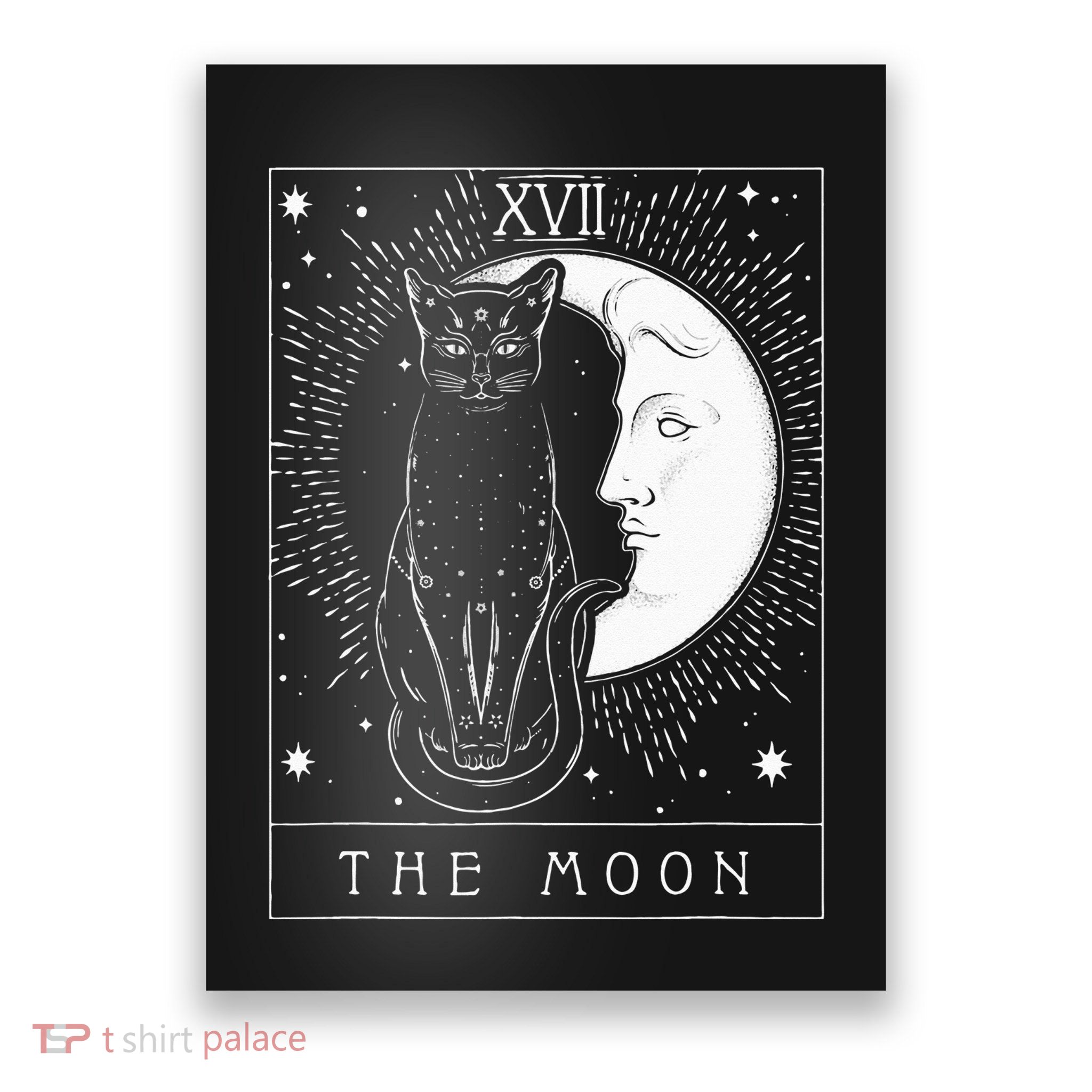 Tarot Card Crescent Moon And Cat Graphic Poster