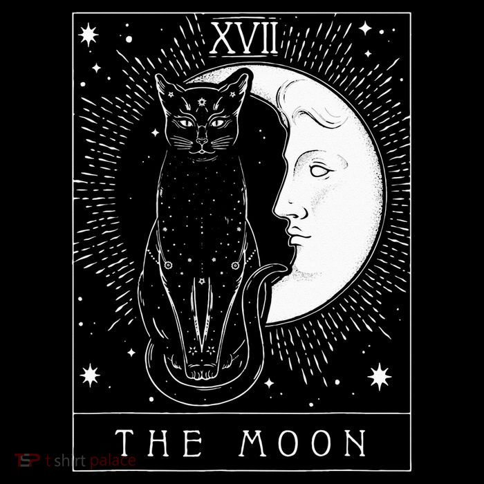 Tarot Card Crescent Moon And Cat Graphic Premium T-Shirt