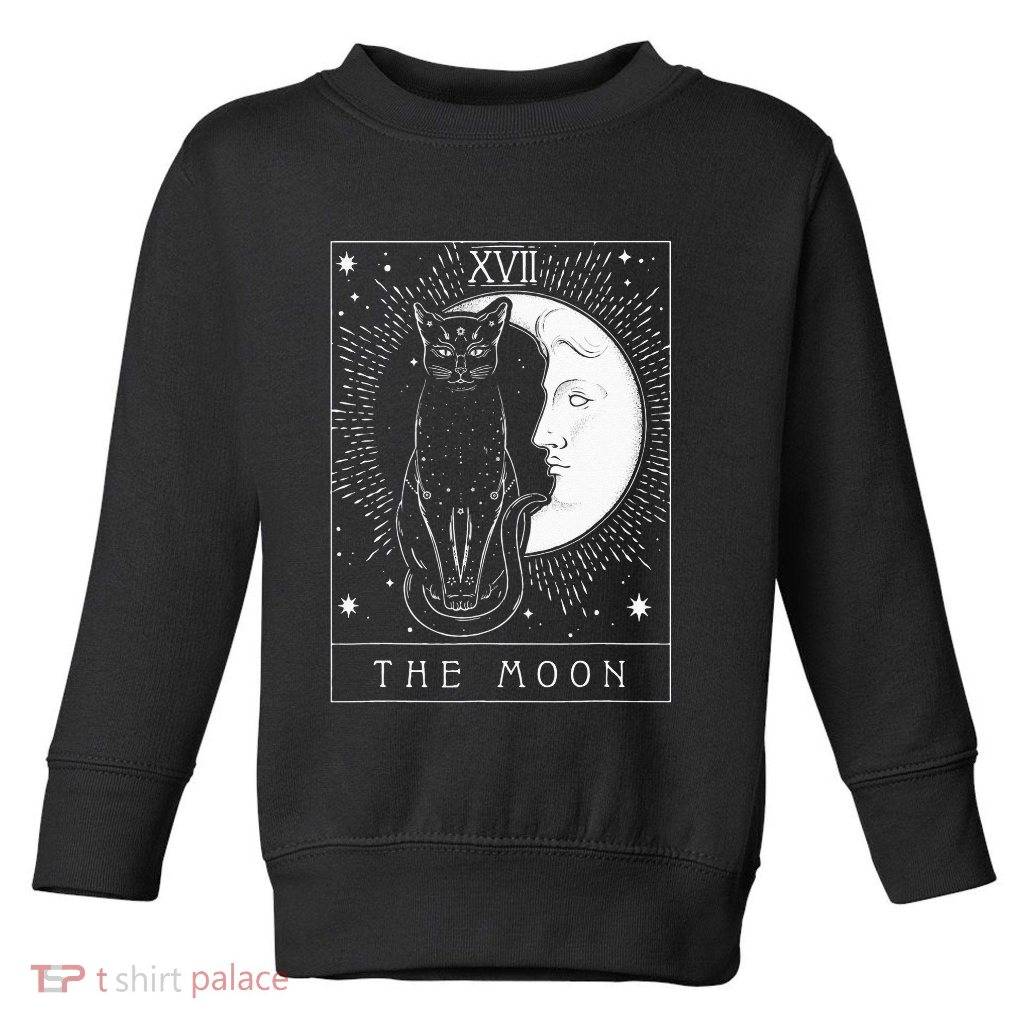 Tarot Card Crescent Moon And Cat Graphic Toddler Sweatshirt