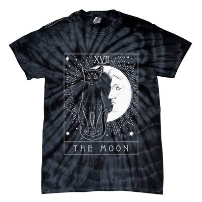Tarot Card Crescent Moon And Cat Graphic Tie-Dye T-Shirt