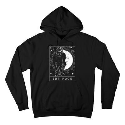 Tarot Card Crescent Moon And Cat Graphic Tall Hoodie