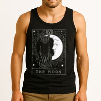 Tarot Card Crescent Moon And Cat Graphic Tank Top