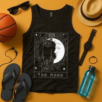Tarot Card Crescent Moon And Cat Graphic Tank Top