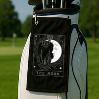 Tarot Card Crescent Moon And Cat Graphic Golf Towel