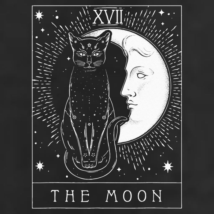 Tarot Card Crescent Moon And Cat Graphic Golf Towel