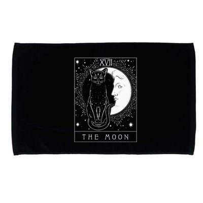 Tarot Card Crescent Moon And Cat Graphic Microfiber Hand Towel
