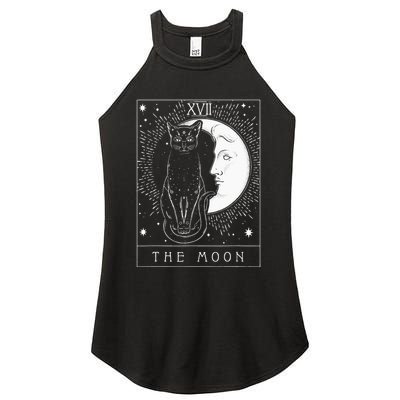 Tarot Card Crescent Moon And Cat Graphic Women's Perfect Tri Rocker Tank