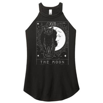 Tarot Card Crescent Moon And Cat Graphic Women’s Perfect Tri Rocker Tank