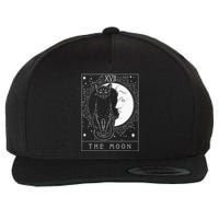 Tarot Card Crescent Moon And Cat Graphic Wool Snapback Cap