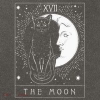 Tarot Card Crescent Moon And Cat Graphic Cotton Canvas Backpack