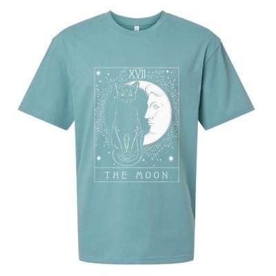 Tarot Card Crescent Moon And Cat Graphic Sueded Cloud Jersey T-Shirt