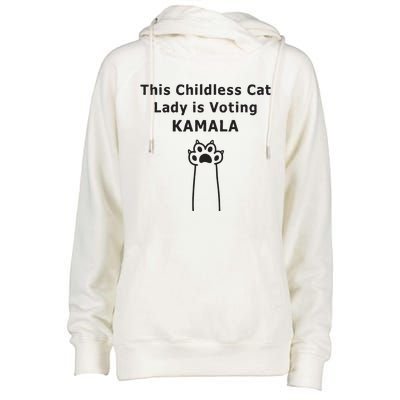 This Childless Cat Lady Is Voting Kamala Womens Funnel Neck Pullover Hood