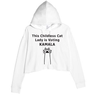 This Childless Cat Lady Is Voting Kamala Crop Fleece Hoodie