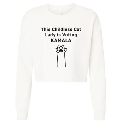 This Childless Cat Lady Is Voting Kamala Cropped Pullover Crew