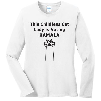 This Childless Cat Lady Is Voting Kamala Ladies Long Sleeve Shirt