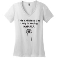 This Childless Cat Lady Is Voting Kamala Women's V-Neck T-Shirt