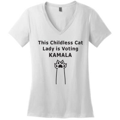 This Childless Cat Lady Is Voting Kamala Women's V-Neck T-Shirt