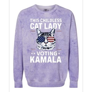 This Childless Cat Lady Is Voting Kamalaharris 2024 Colorblast Crewneck Sweatshirt