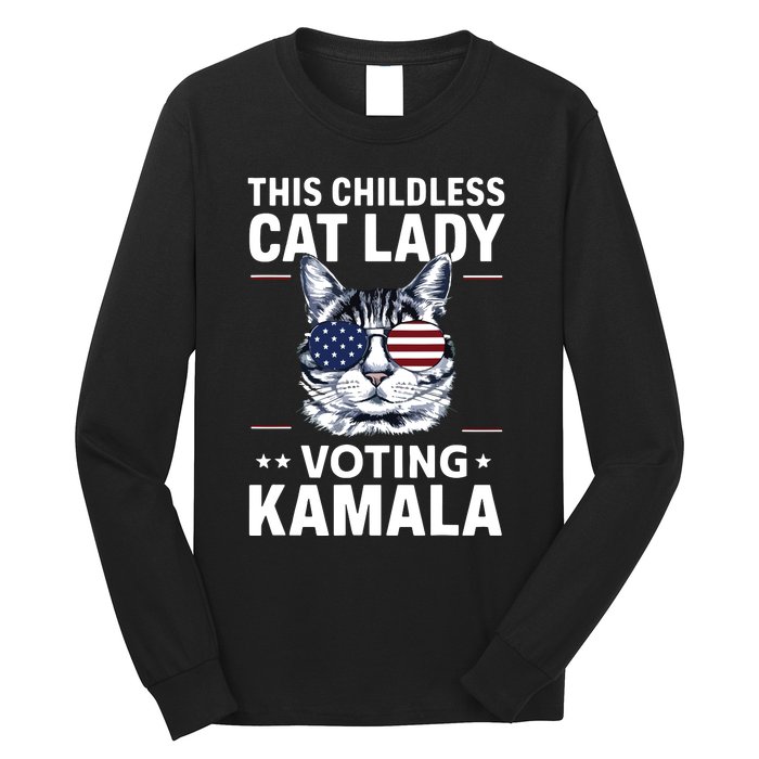 This Childless Cat Lady Is Voting Kamalaharris 2024 Long Sleeve Shirt