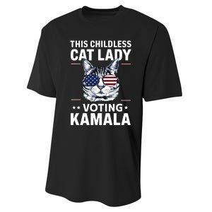 This Childless Cat Lady Is Voting Kamalaharris 2024 Performance Sprint T-Shirt