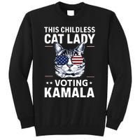 This Childless Cat Lady Is Voting Kamalaharris 2024 Tall Sweatshirt