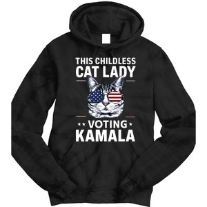 This Childless Cat Lady Is Voting Kamalaharris 2024 Tie Dye Hoodie