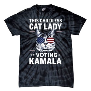 This Childless Cat Lady Is Voting Kamalaharris 2024 Tie-Dye T-Shirt