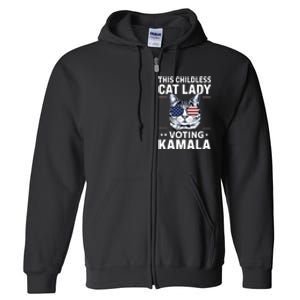 This Childless Cat Lady Is Voting Kamalaharris 2024 Full Zip Hoodie