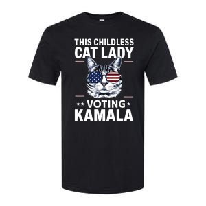 This Childless Cat Lady Is Voting Kamalaharris 2024 Softstyle CVC T-Shirt