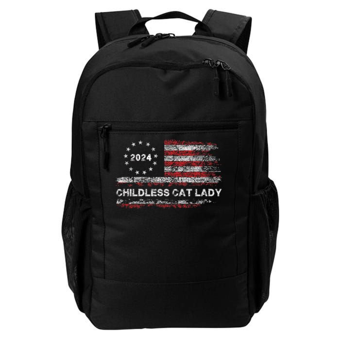 The Childless Cat Lady 2024 For President Us Flag Vintage Daily Commute Backpack