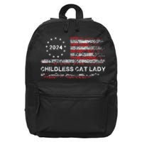 The Childless Cat Lady 2024 For President Us Flag Vintage 16 in Basic Backpack