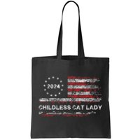 The Childless Cat Lady 2024 For President Us Flag Vintage Tote Bag